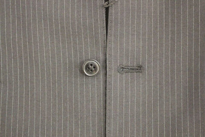 Dolce &amp; Gabbana Black Striped Wool Single Breasted Vest