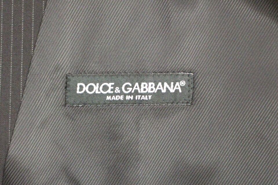 Dolce &amp; Gabbana Black Striped Wool Single Breasted Vest