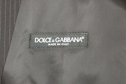 Dolce &amp; Gabbana Black Striped Wool Single Breasted Vest