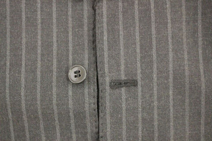 Dolce &amp; Gabbana Gray Striped Wool Logo Vest Gilet Weste