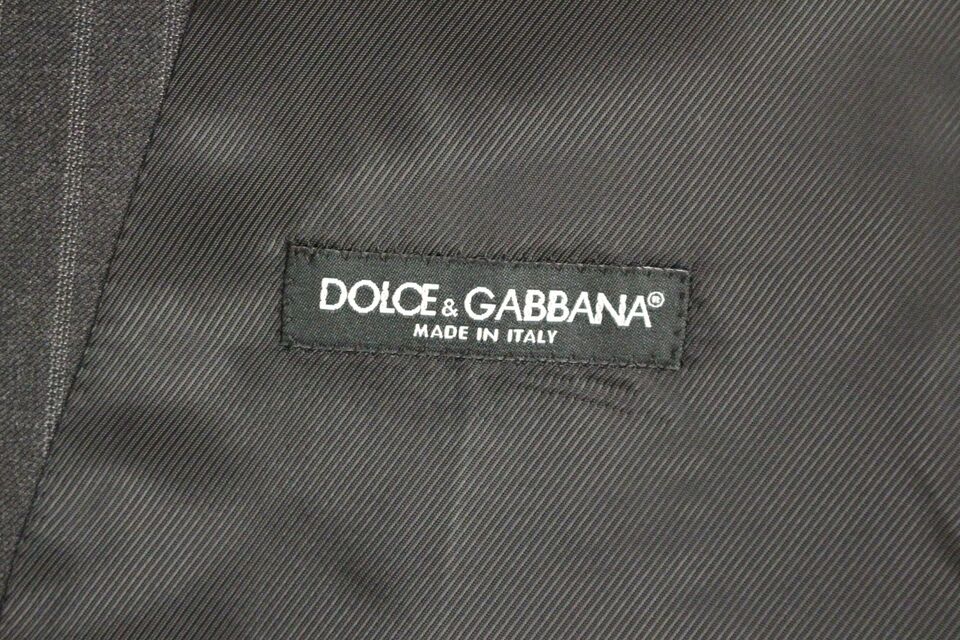 Dolce &amp; Gabbana Gray Striped Wool Logo Vest Gilet Weste