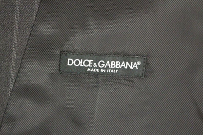Dolce &amp; Gabbana Gray Striped Wool Logo Vest Gilet Weste