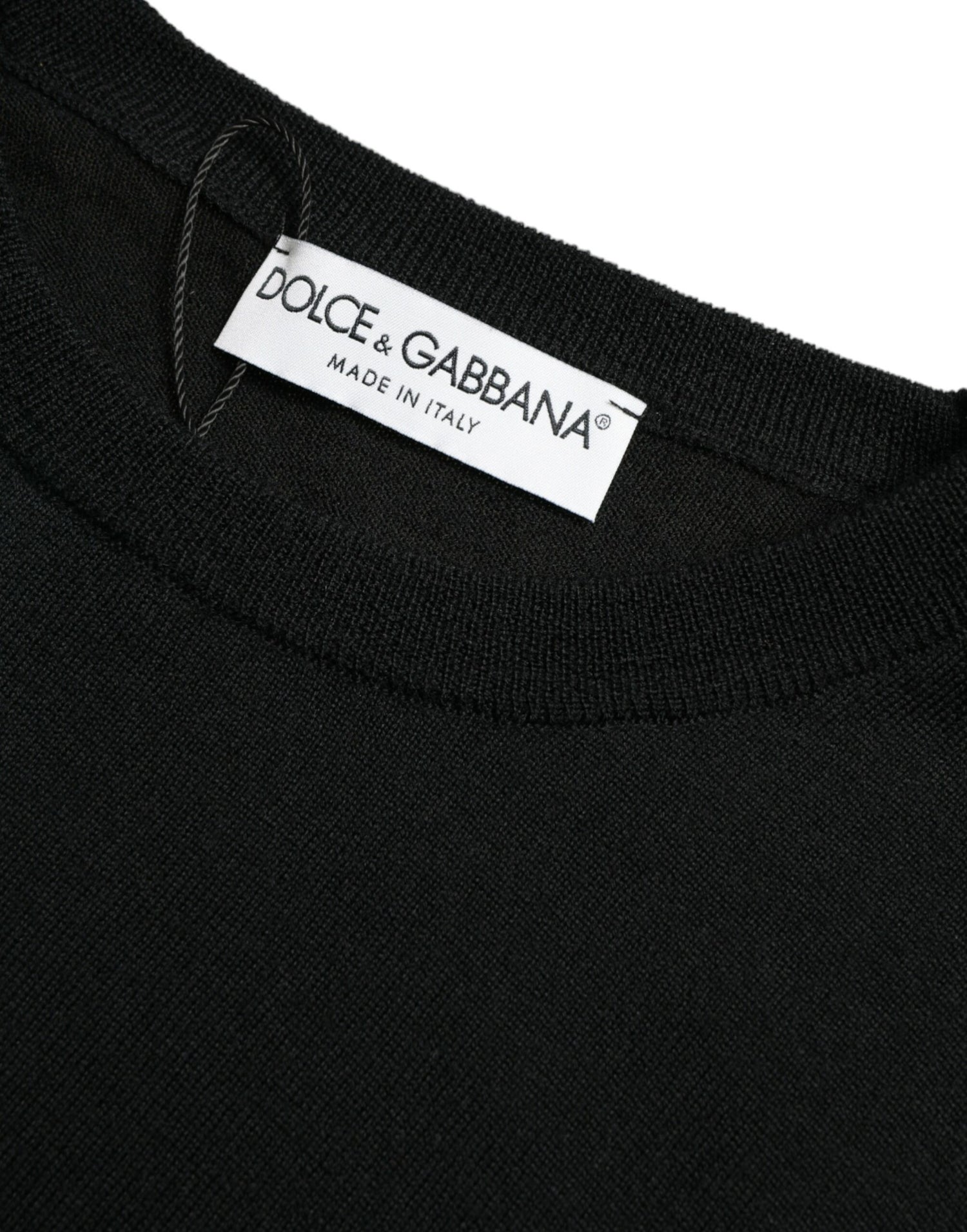 Dolce &amp; Gabbana Black Wool Round Neck Pullover Sweater