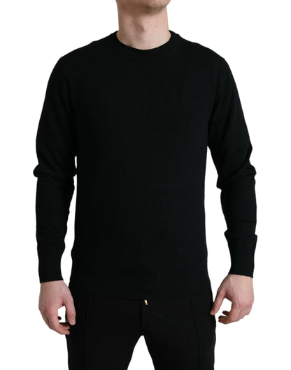 Dolce &amp; Gabbana Black Wool Round Neck Pullover Sweater