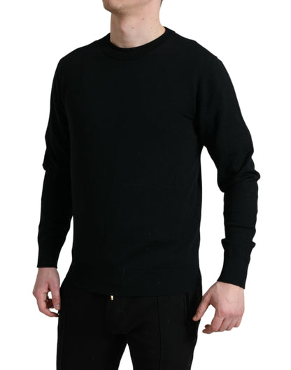 Dolce &amp; Gabbana Black Wool Round Neck Pullover Sweater