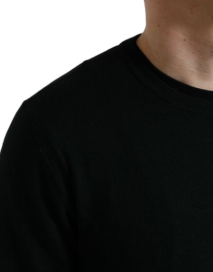 Dolce &amp; Gabbana Black Wool Round Neck Pullover Sweater