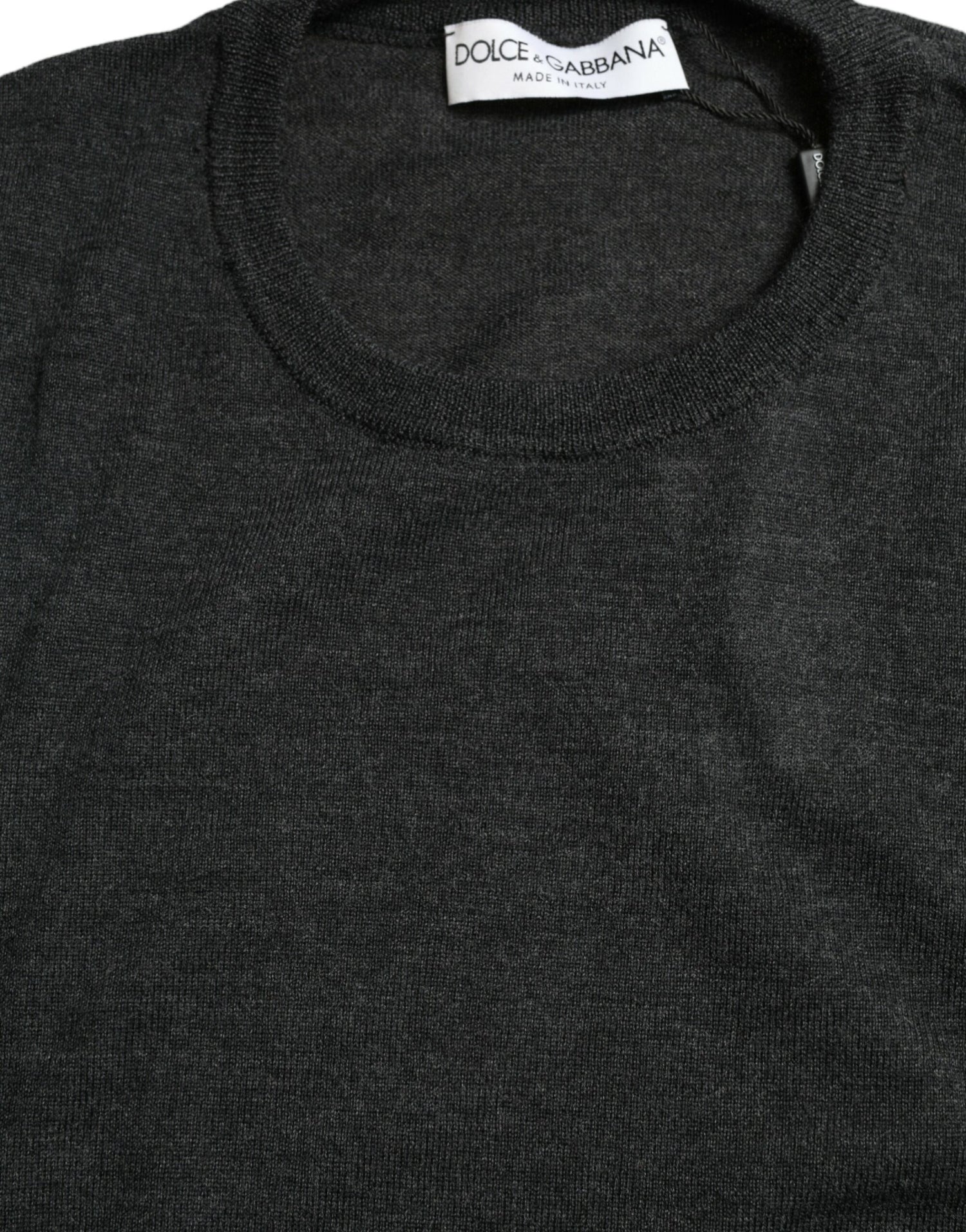 Dolce &amp; Gabbana Gray Wool Round Neck Pullover Sweater