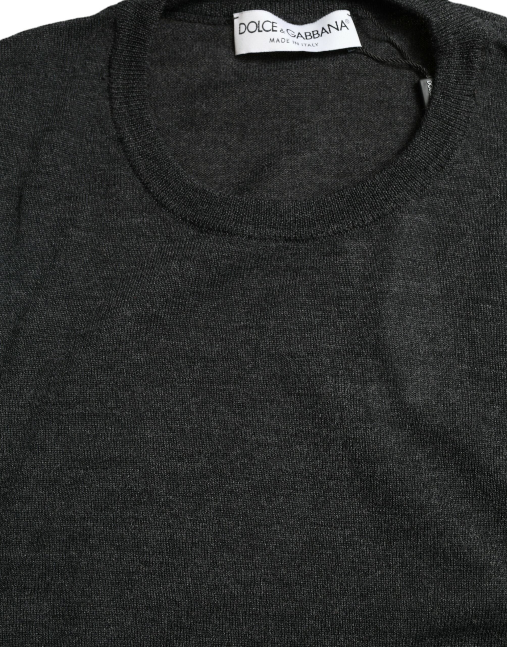 Dolce &amp; Gabbana Gray Wool Round Neck Pullover Sweater