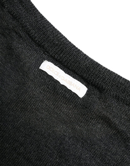 Dolce &amp; Gabbana Gray Wool Round Neck Pullover Sweater