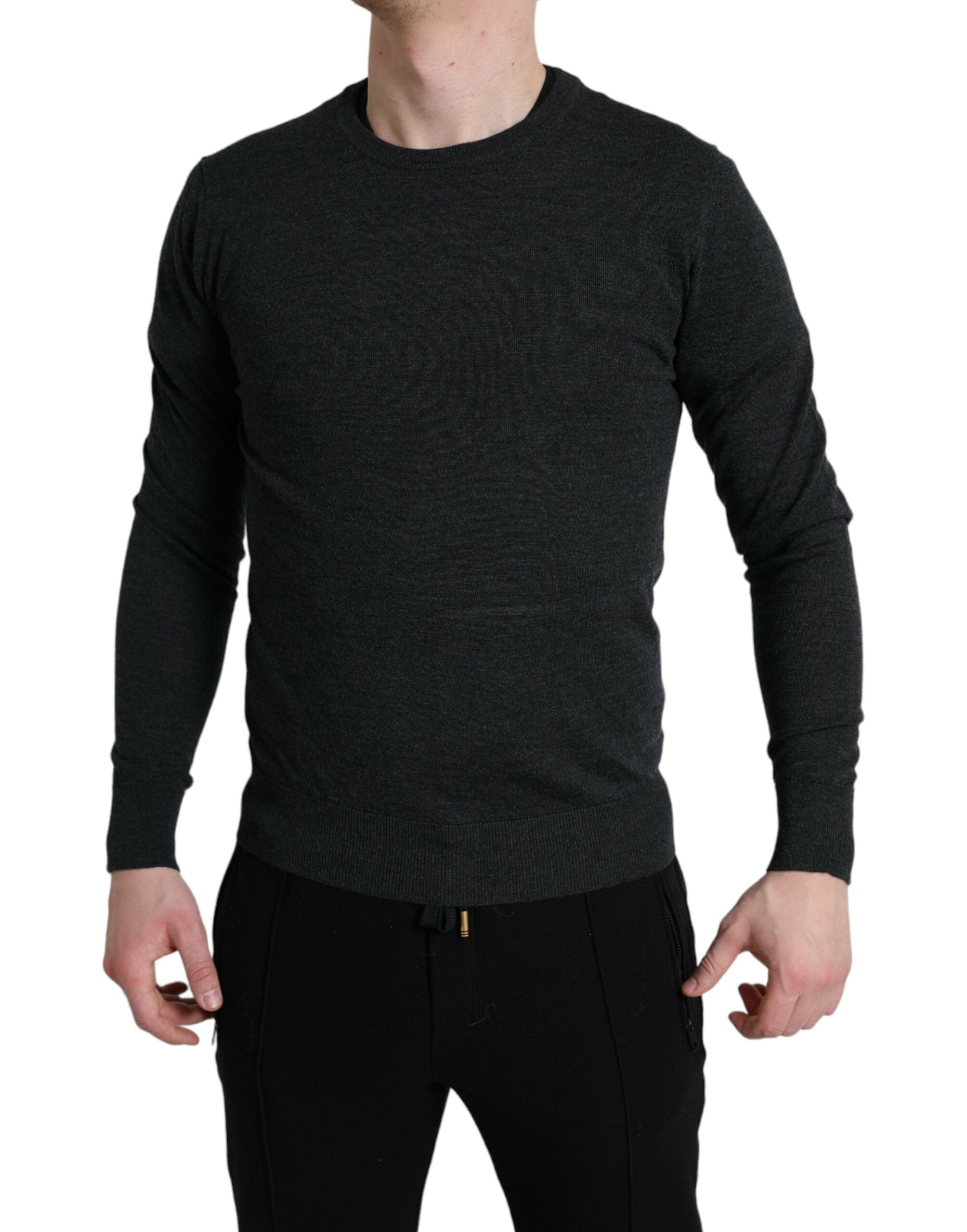 Dolce &amp; Gabbana Gray Wool Round Neck Pullover Sweater