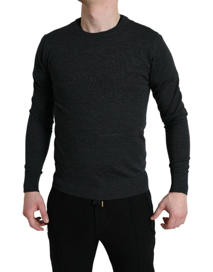 Dolce &amp; Gabbana Gray Wool Round Neck Pullover Sweater