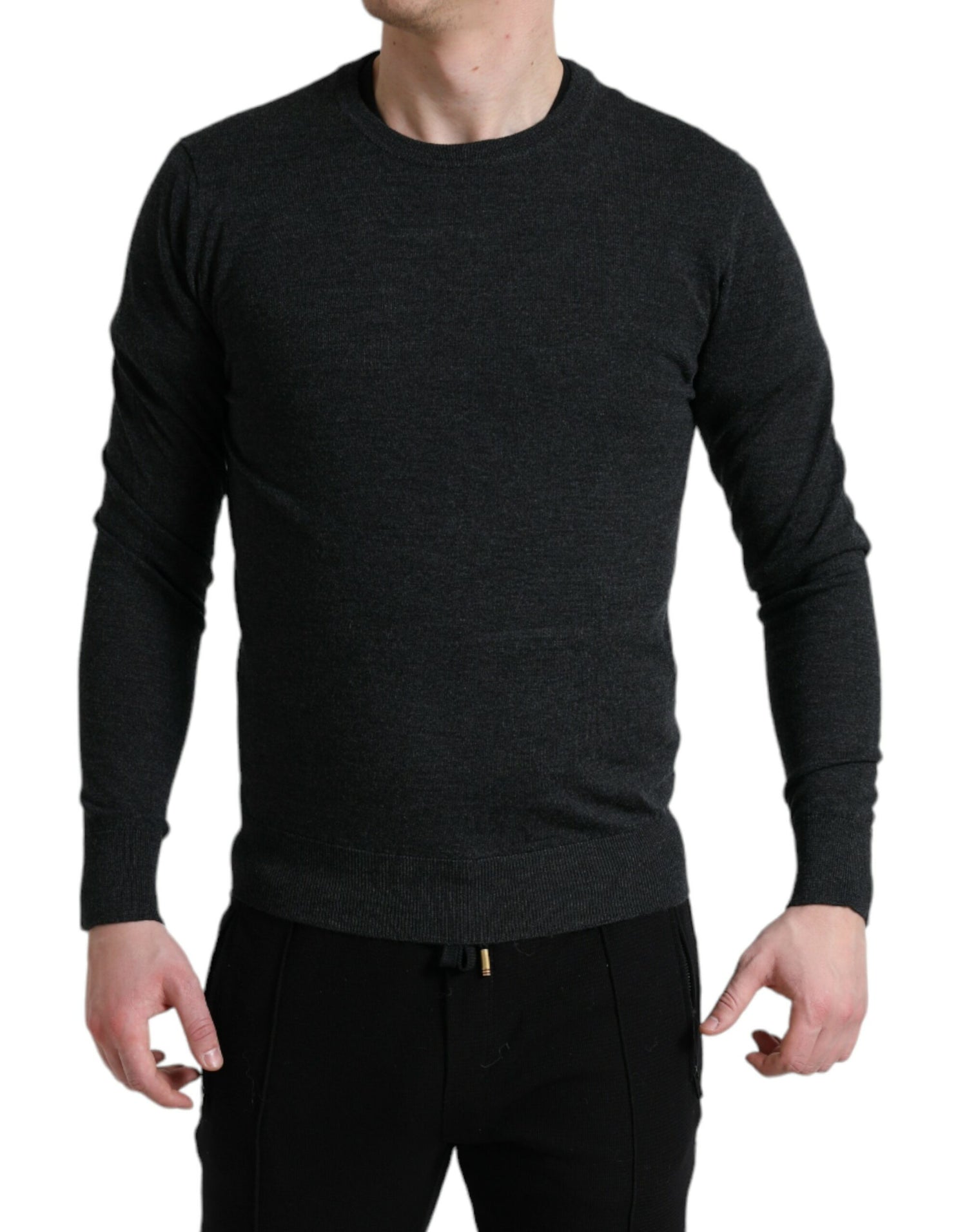 Dolce &amp; Gabbana Gray Wool Round Neck Pullover Sweater