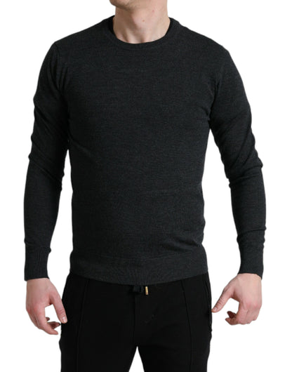 Dolce &amp; Gabbana Gray Wool Round Neck Pullover Sweater