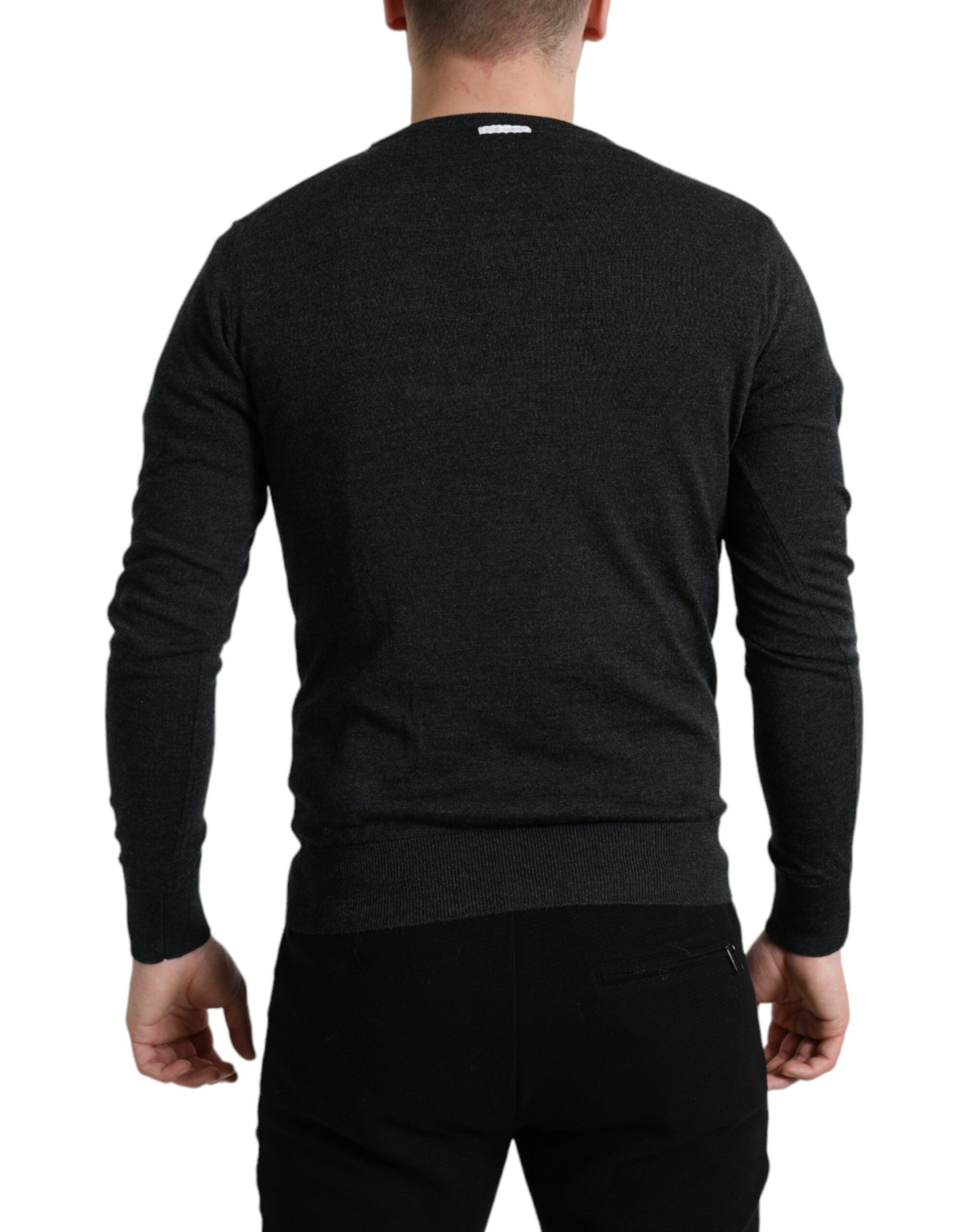 Dolce &amp; Gabbana Gray Wool Round Neck Pullover Sweater