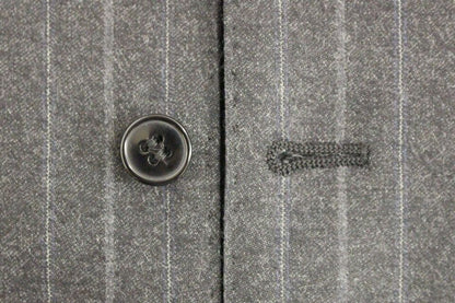 Dolce &amp; Gabbana Gray Striped Wool Logo Vest Gilet Weste