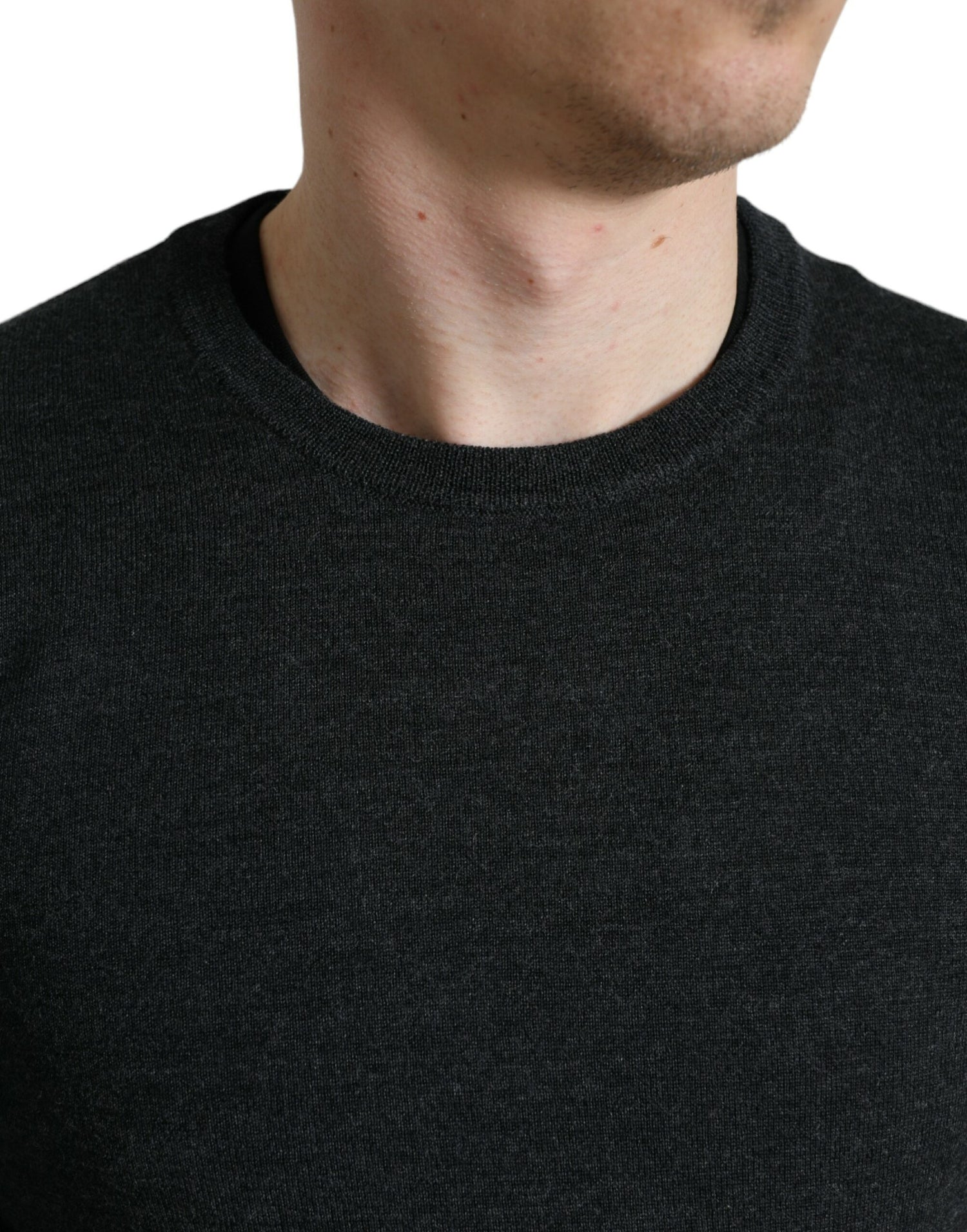 Dolce &amp; Gabbana Gray Wool Round Neck Pullover Sweater