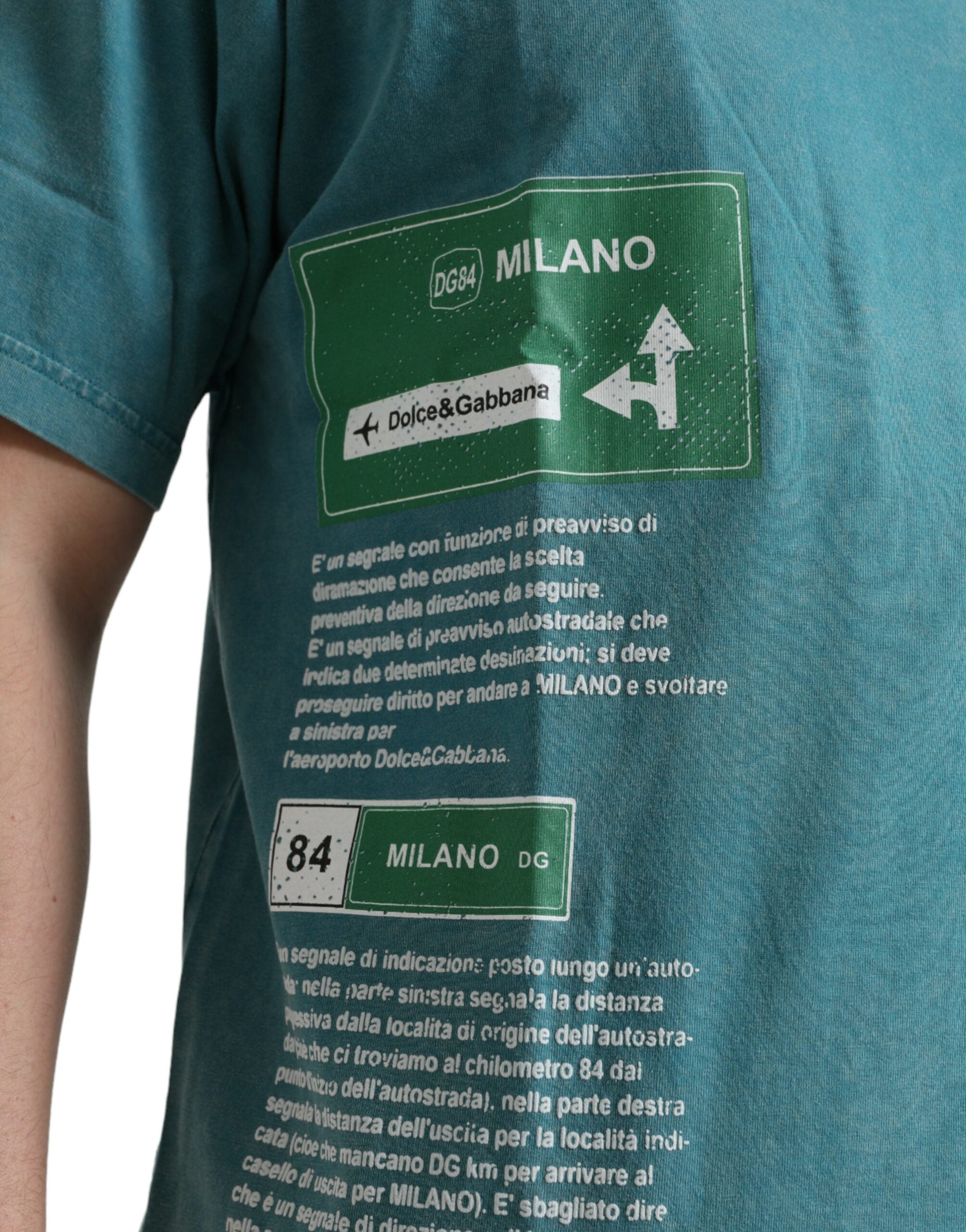 Dolce &amp;amp; Gabbana Blå Bomull Milano Street Rundhalsad T-shirt