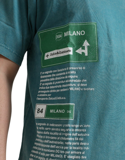 Dolce &amp;amp; Gabbana Blå Bomull Milano Street Rundhalsad T-shirt