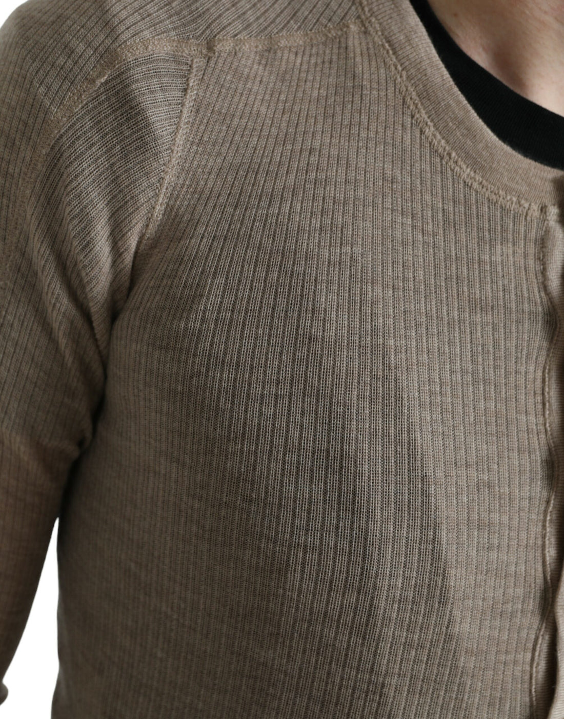 Dolce &amp; Gabbana Henley Pullover Beige Cashmere Sweater