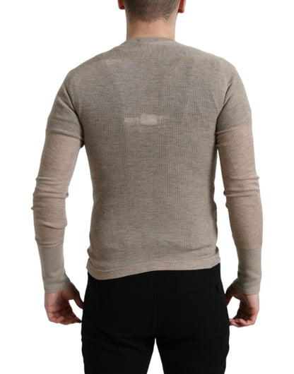 Dolce &amp; Gabbana Henley Pullover Beige Cashmere Sweater