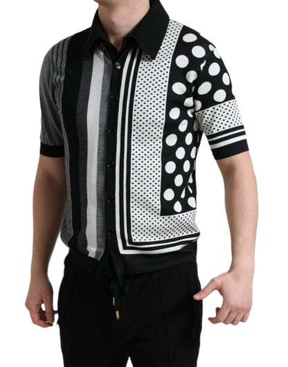 Dolce &amp;amp; Gabbana Svart Vit Tröja Kofta Polotröja