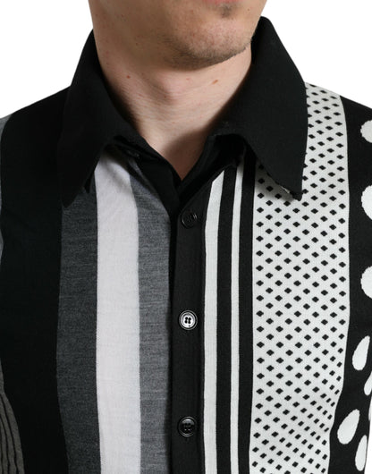 Dolce &amp;amp; Gabbana Svart Vit Tröja Kofta Polotröja