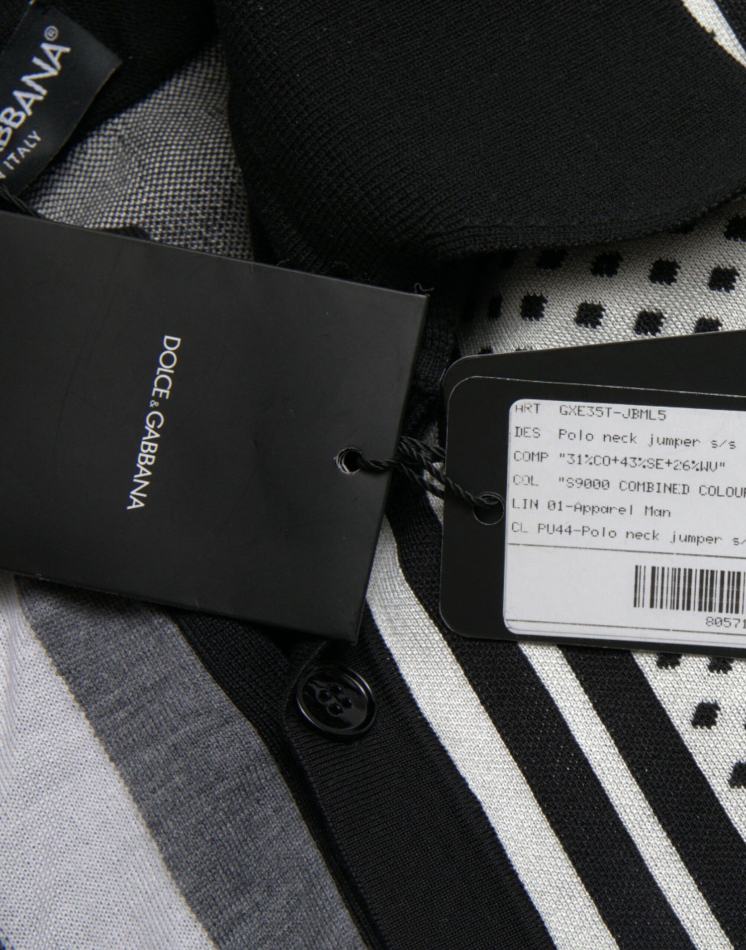 Dolce &amp;amp; Gabbana Svart Vit Tröja Kofta Polotröja