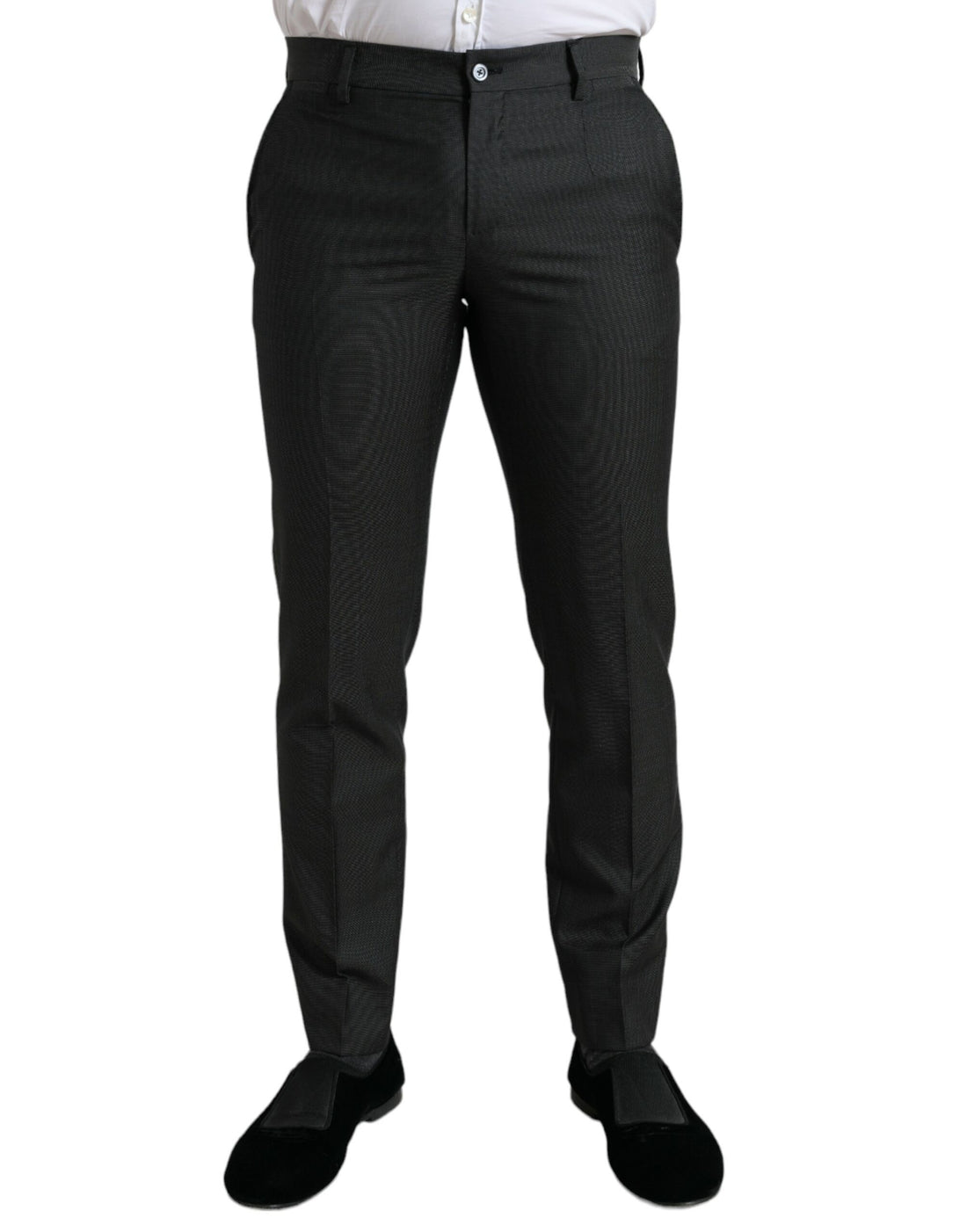 Dolce &amp;amp; Gabbana Mörkgrå Stretchiga Slim Formella Byxor