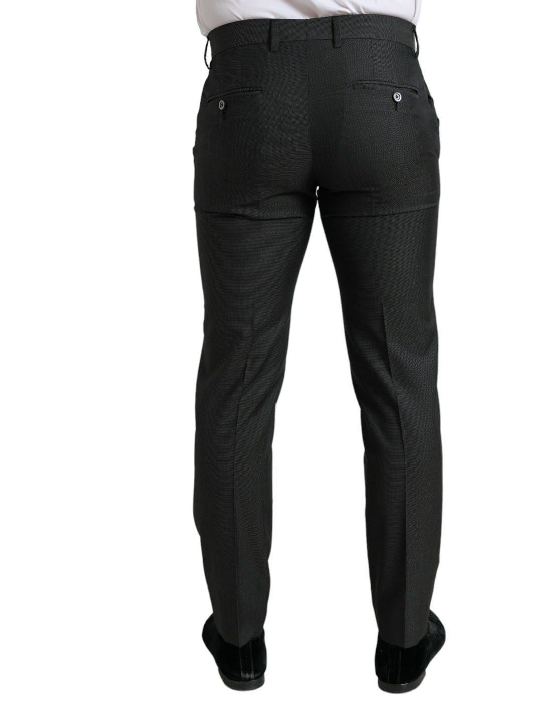 Dolce &amp;amp; Gabbana Mörkgrå Stretchiga Slim Formella Byxor
