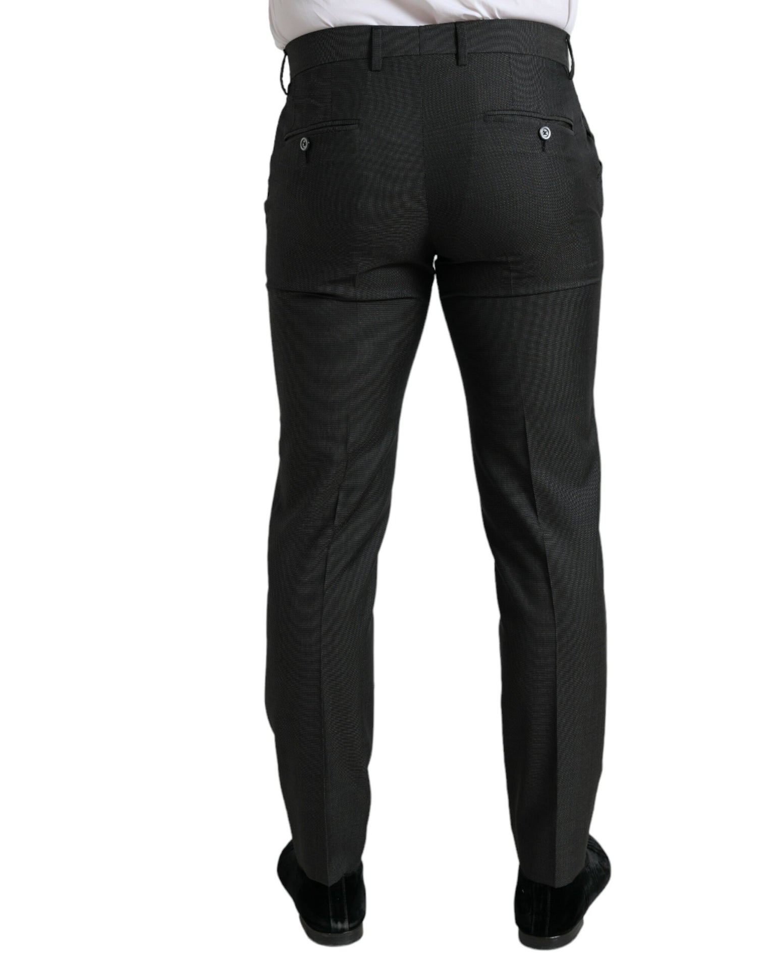 Dolce &amp; Gabbana Dark Gray Stretch Slim Formal Pants