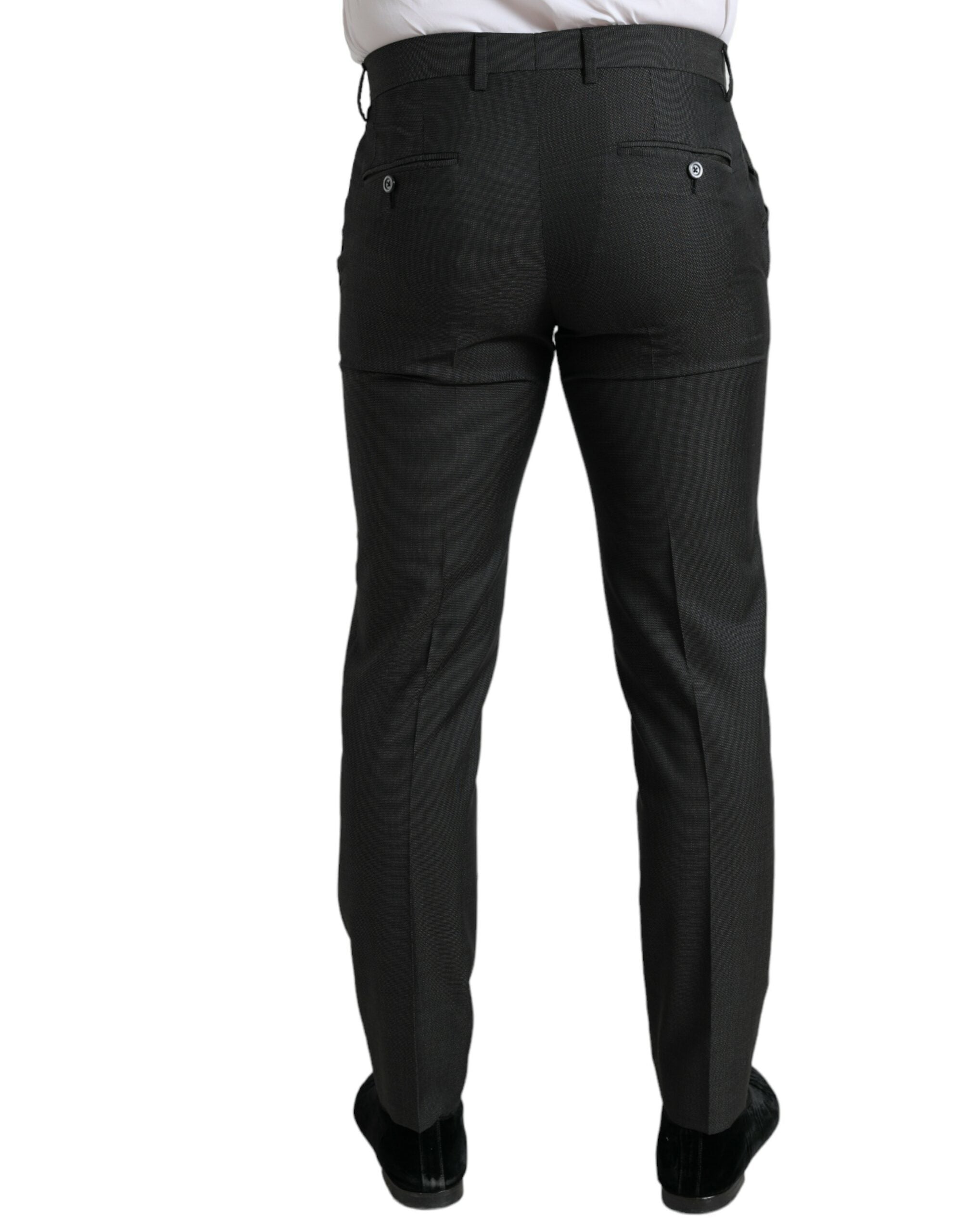 Dolce &amp; Gabbana Dark Gray Stretch Slim Formal Pants