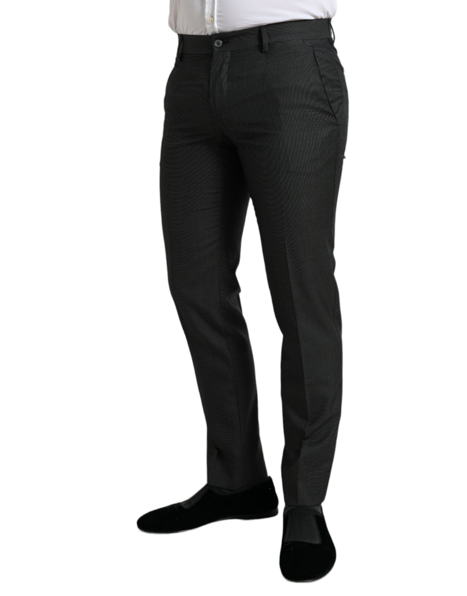 Dolce &amp; Gabbana Dark Gray Stretch Slim Formal Pants