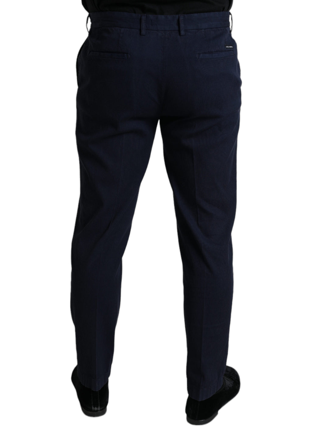 Dolce &amp;amp; Gabbana Mörkblå Bomulls Stretchiga Slim Fit Dressbyxor