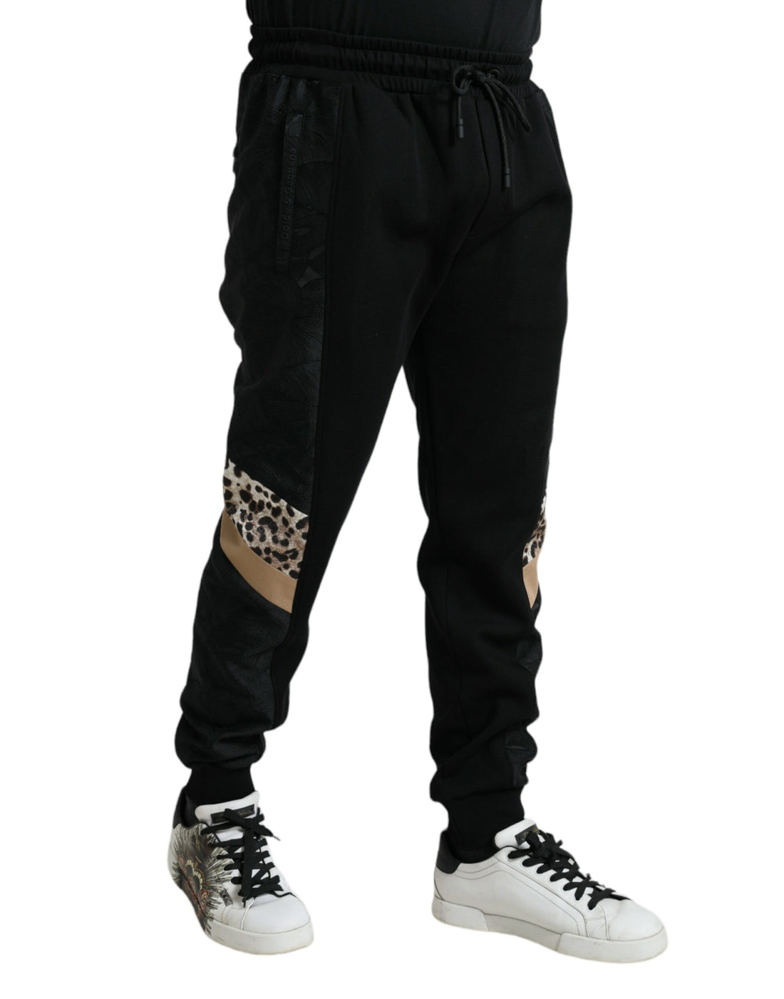 Dolce &amp;amp; Gabbana svarta smala joggingbyxor i bomull med stretch