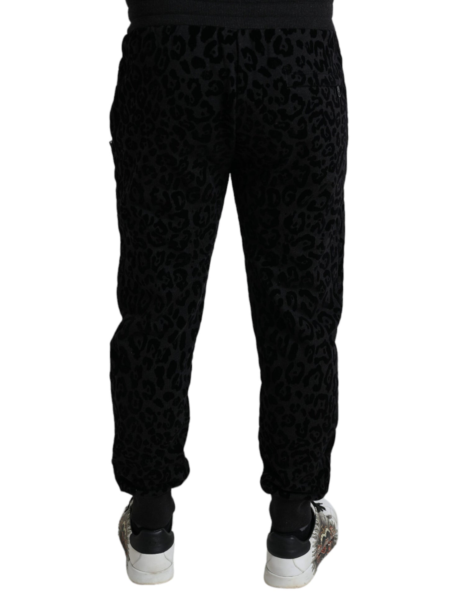 Dolce &amp; Gabbana Black Leopard Cotton Slim Fit Jogger Pants
