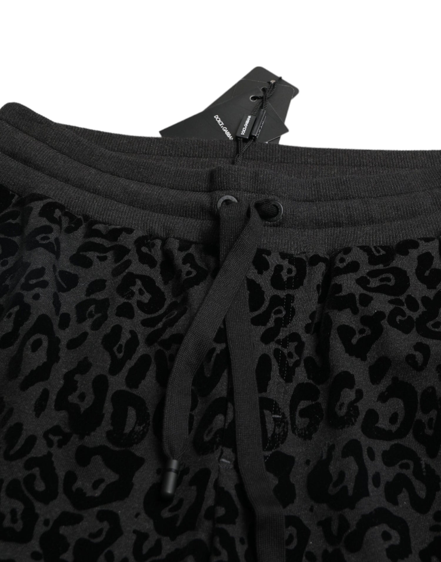 Dolce &amp; Gabbana Black Leopard Cotton Slim Fit Jogger Pants