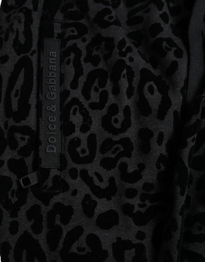 Dolce &amp; Gabbana Black Leopard Cotton Slim Fit Jogger Pants