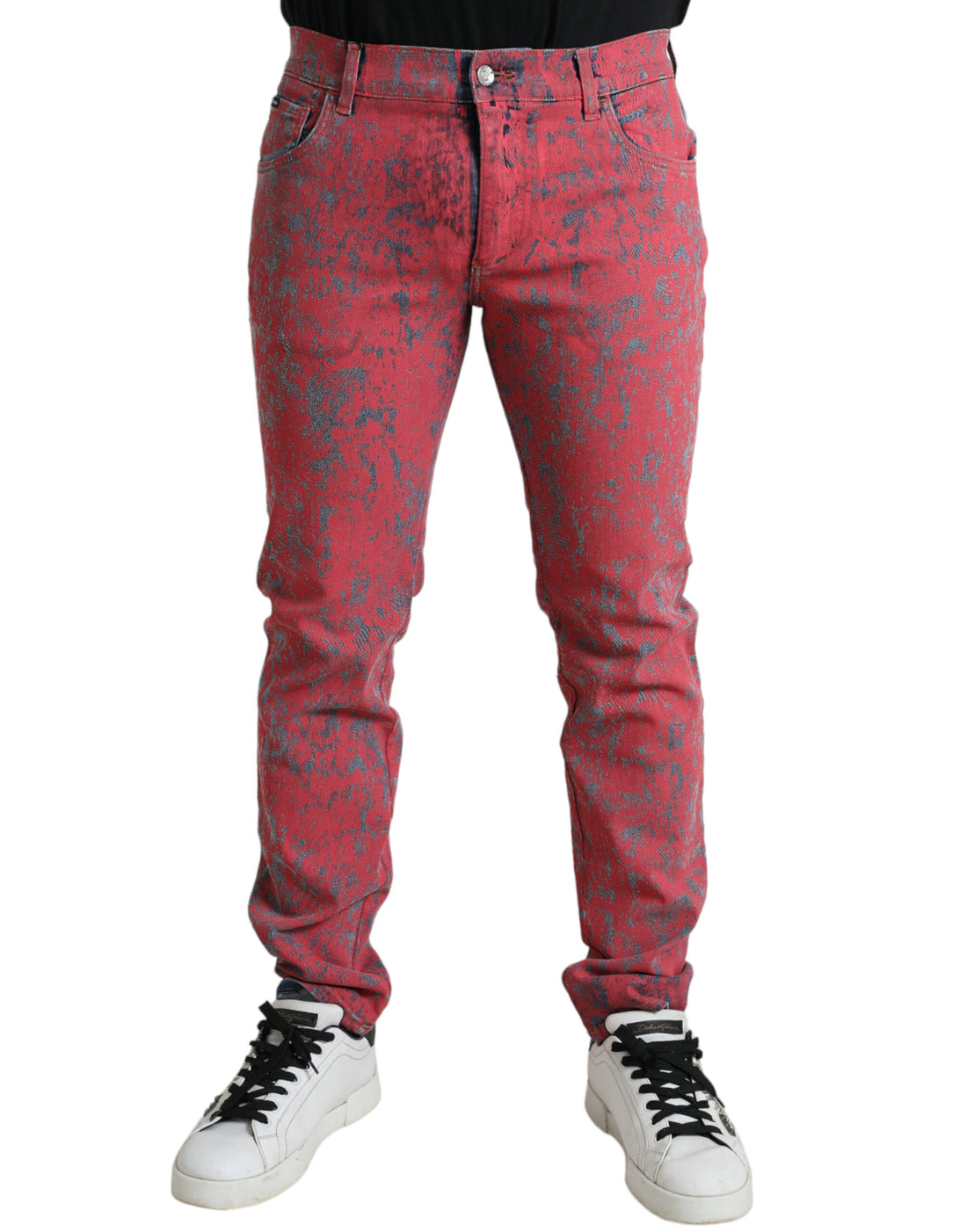 Dolce &amp;amp; Gabbana Röda Bomullsfärgade Slim Fit Herrjeans