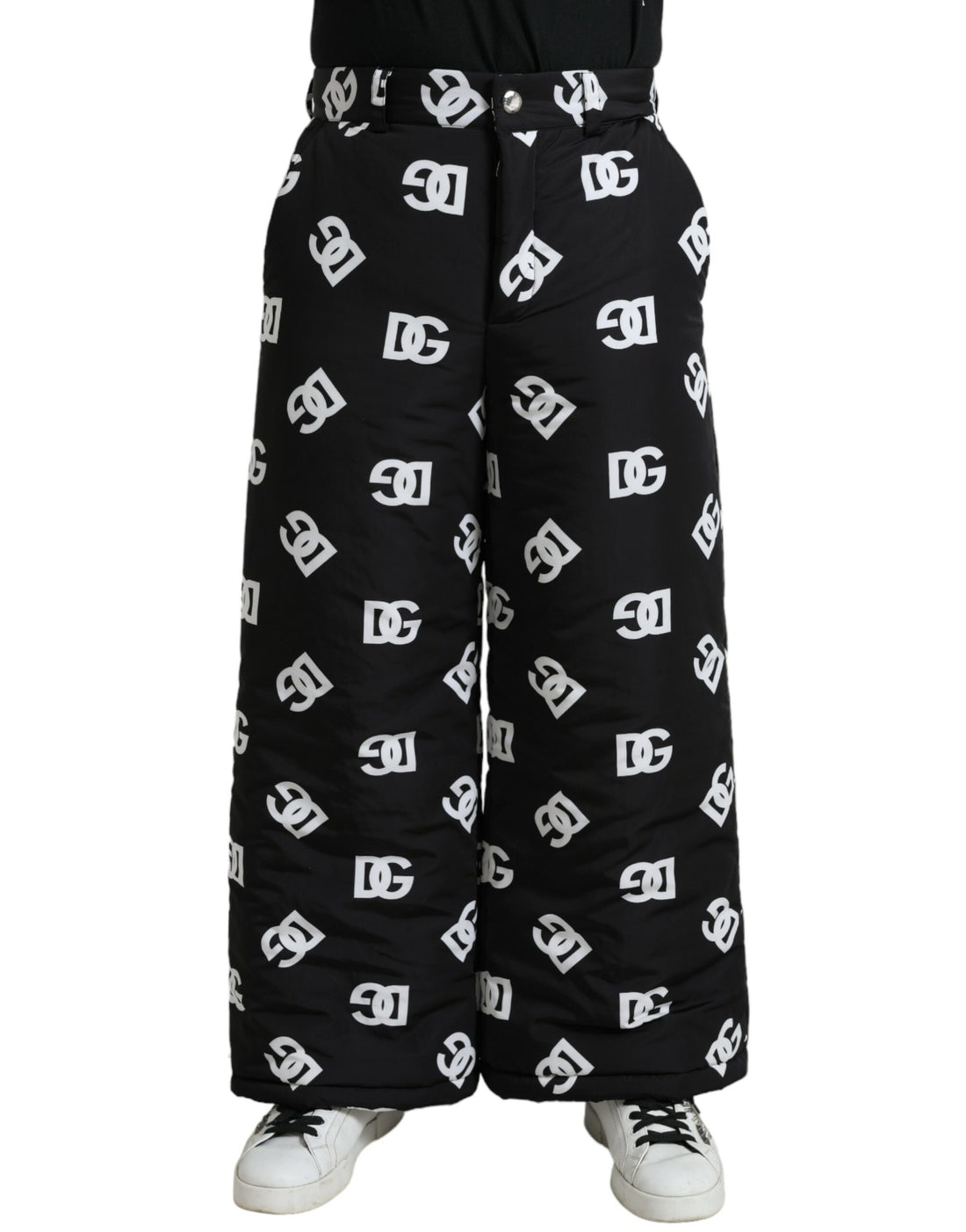 Dolce &amp;amp; Gabbana svarta logotyp DG-tryckta vida byxor