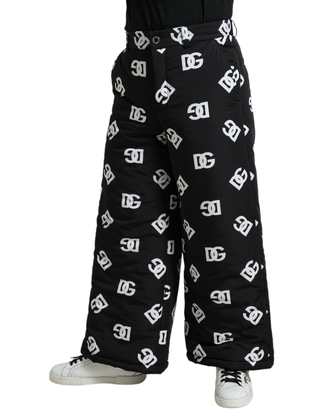 Dolce &amp;amp; Gabbana svarta logotyp DG-tryckta vida byxor