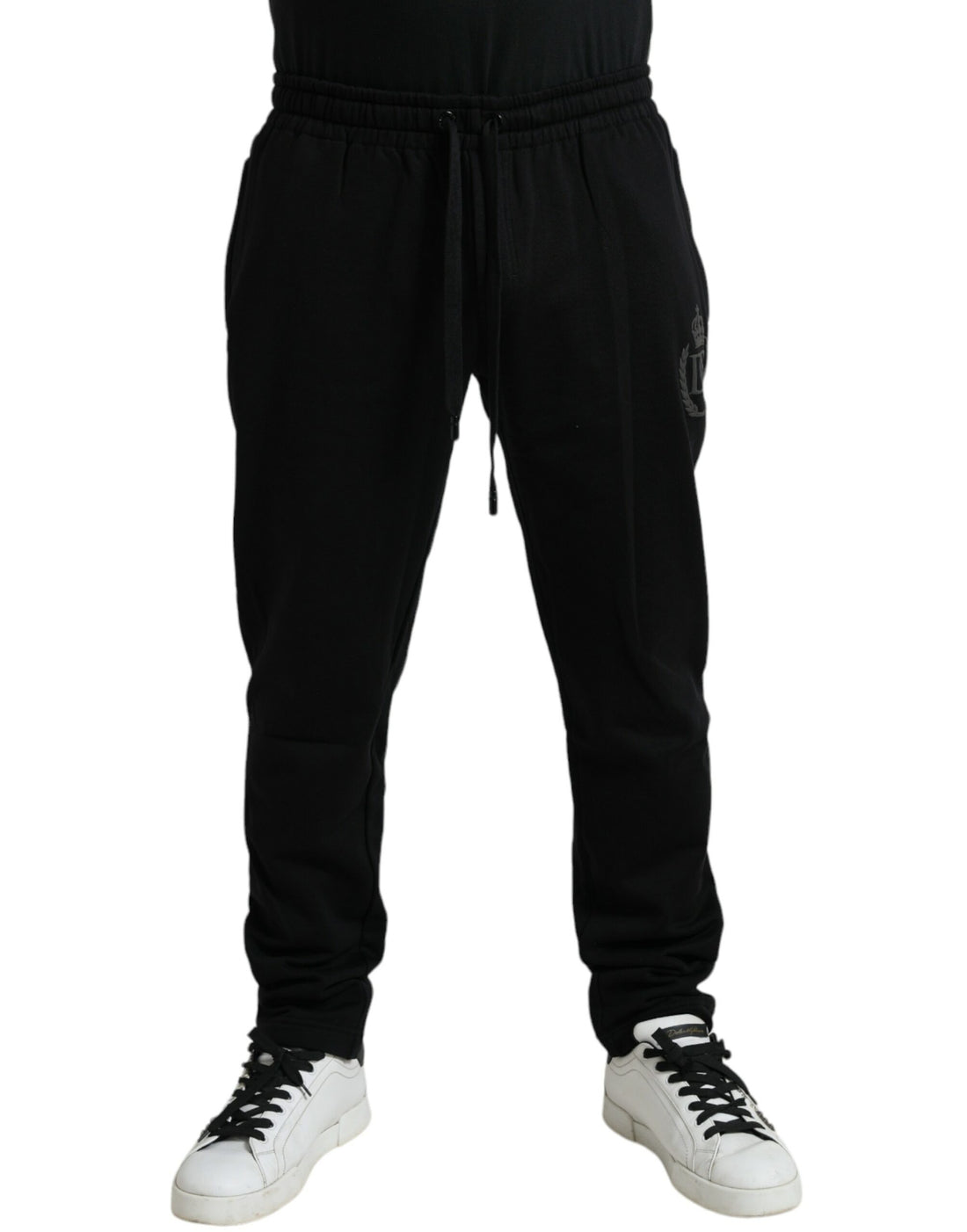 Dolce &amp;amp; Gabbana Svarta Bomullslogotyp Jogger Herr Träningsbyxor Byxor
