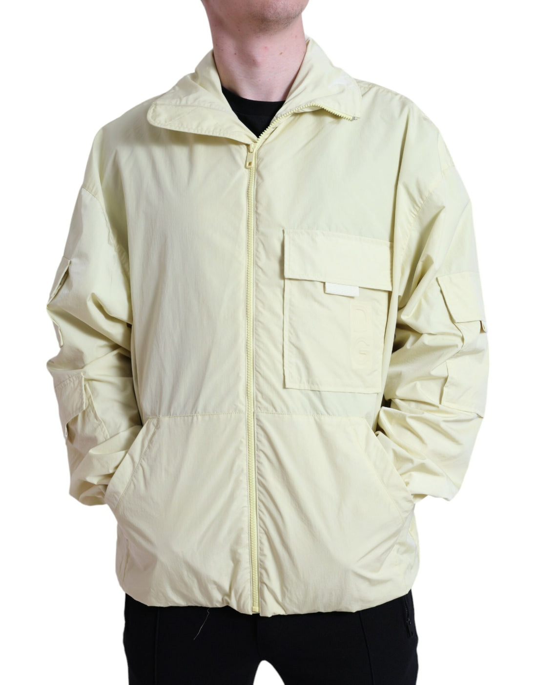 Dolce &amp; Gabbana Yellow Nylon Collared Full Zip Parka Jacket