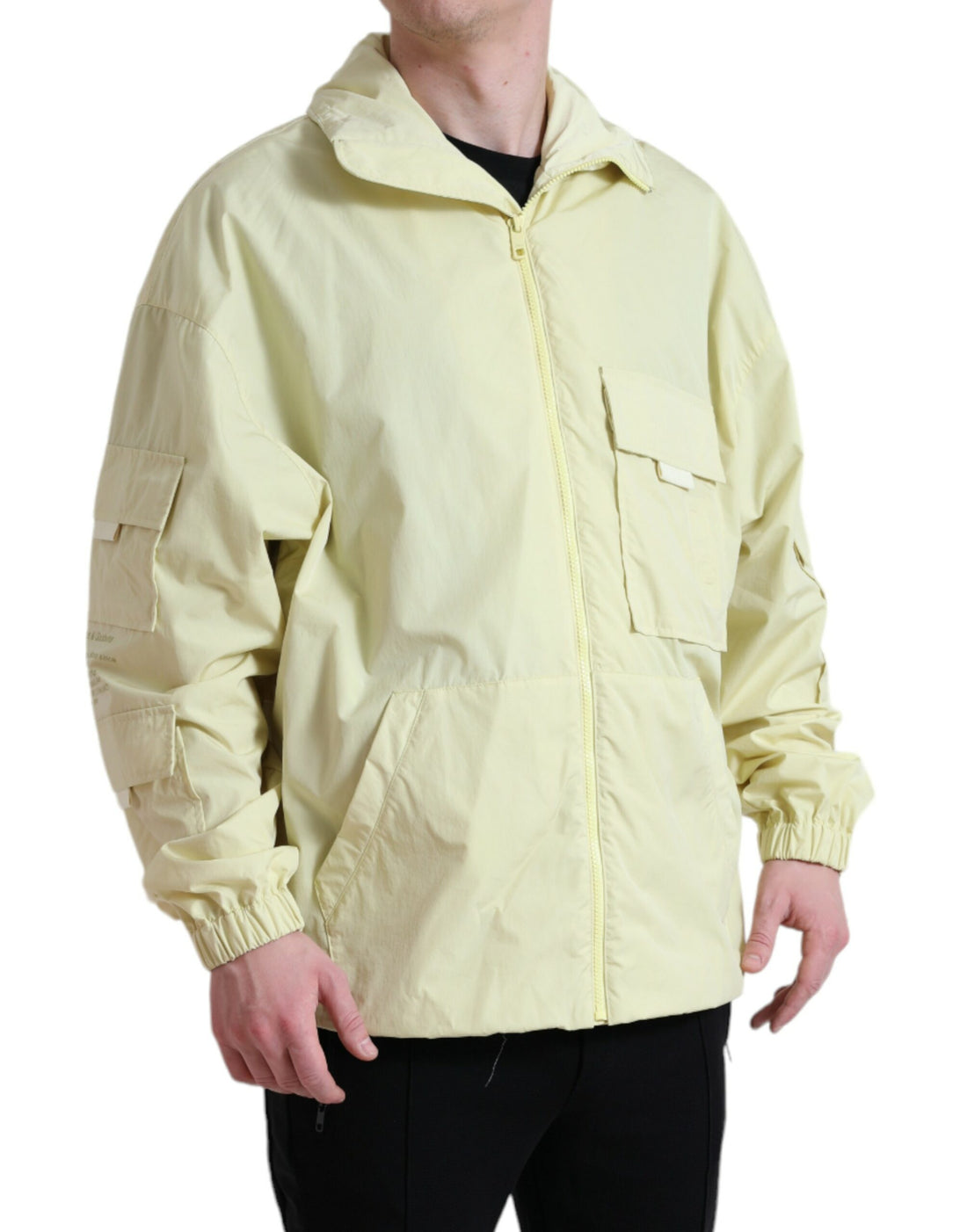 Dolce &amp; Gabbana Yellow Nylon Collared Full Zip Parka Jacket