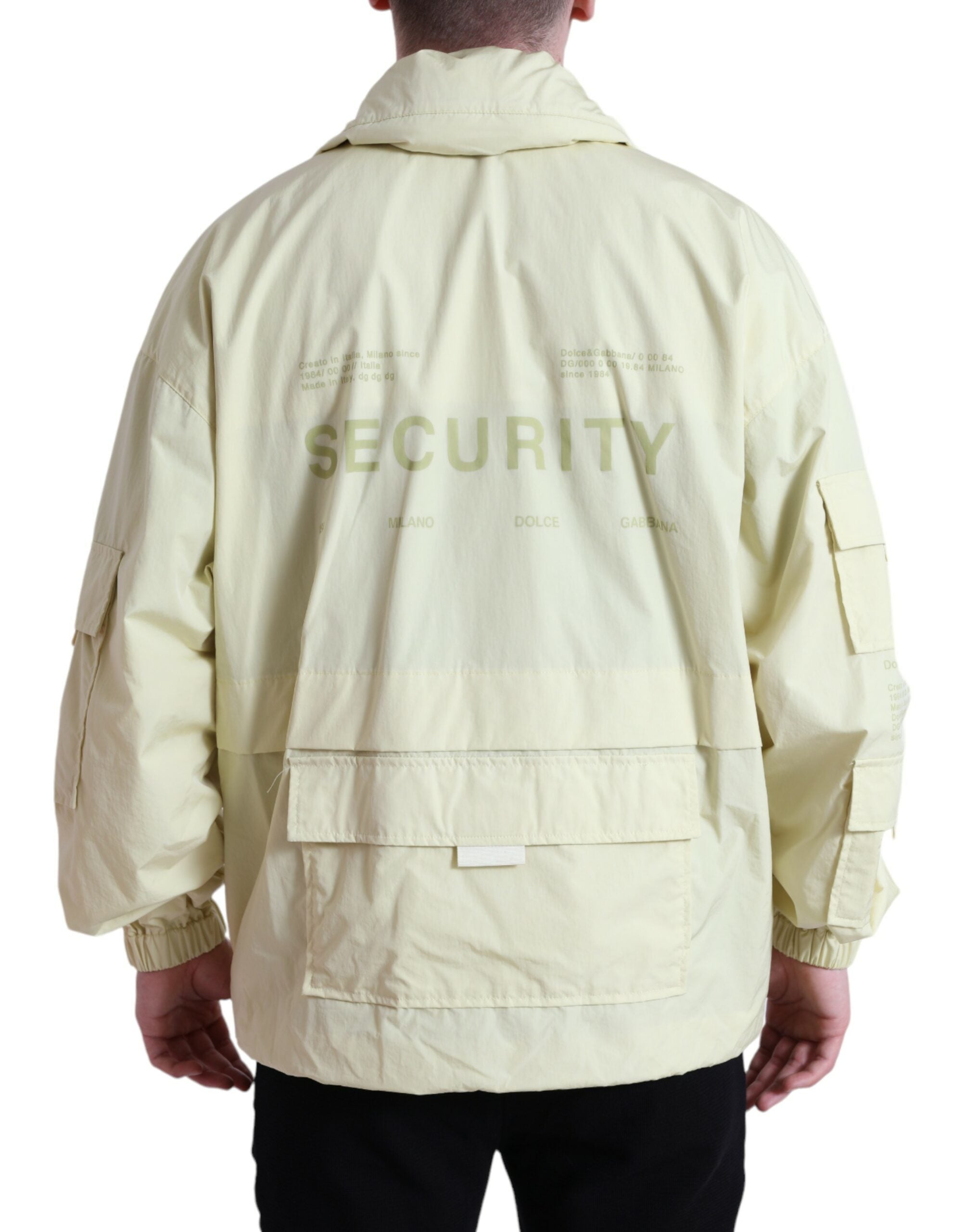 Dolce &amp; Gabbana Yellow Nylon Collared Full Zip Parka Jacket