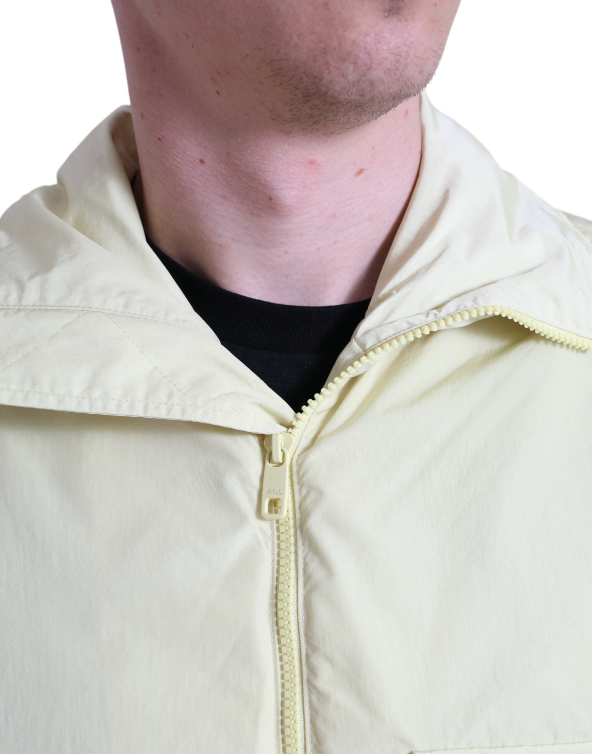 Dolce &amp; Gabbana Yellow Nylon Collared Full Zip Parka Jacket
