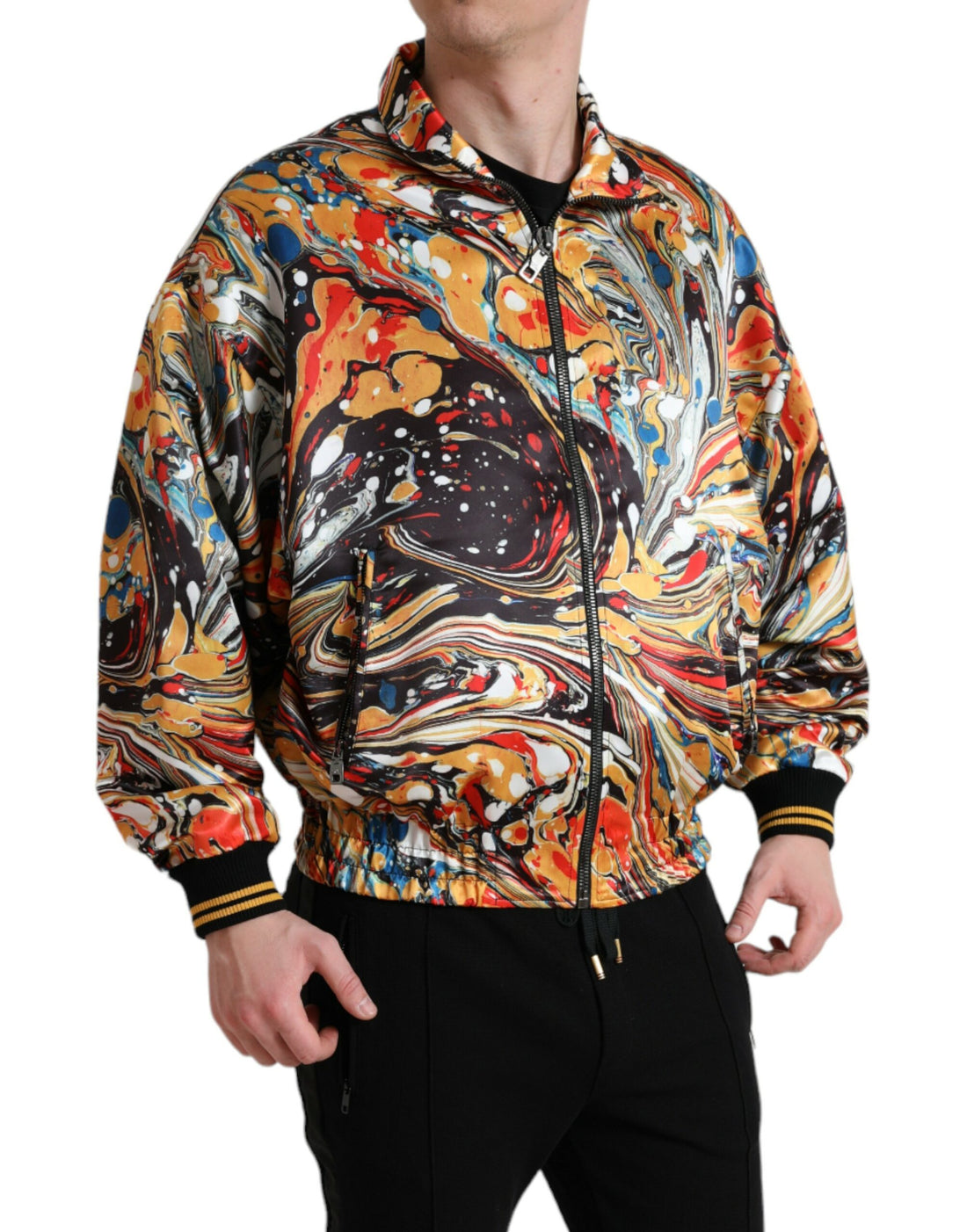 Dolce &amp; Gabbana Multicolor Abstract Polyester Bomber Jacket