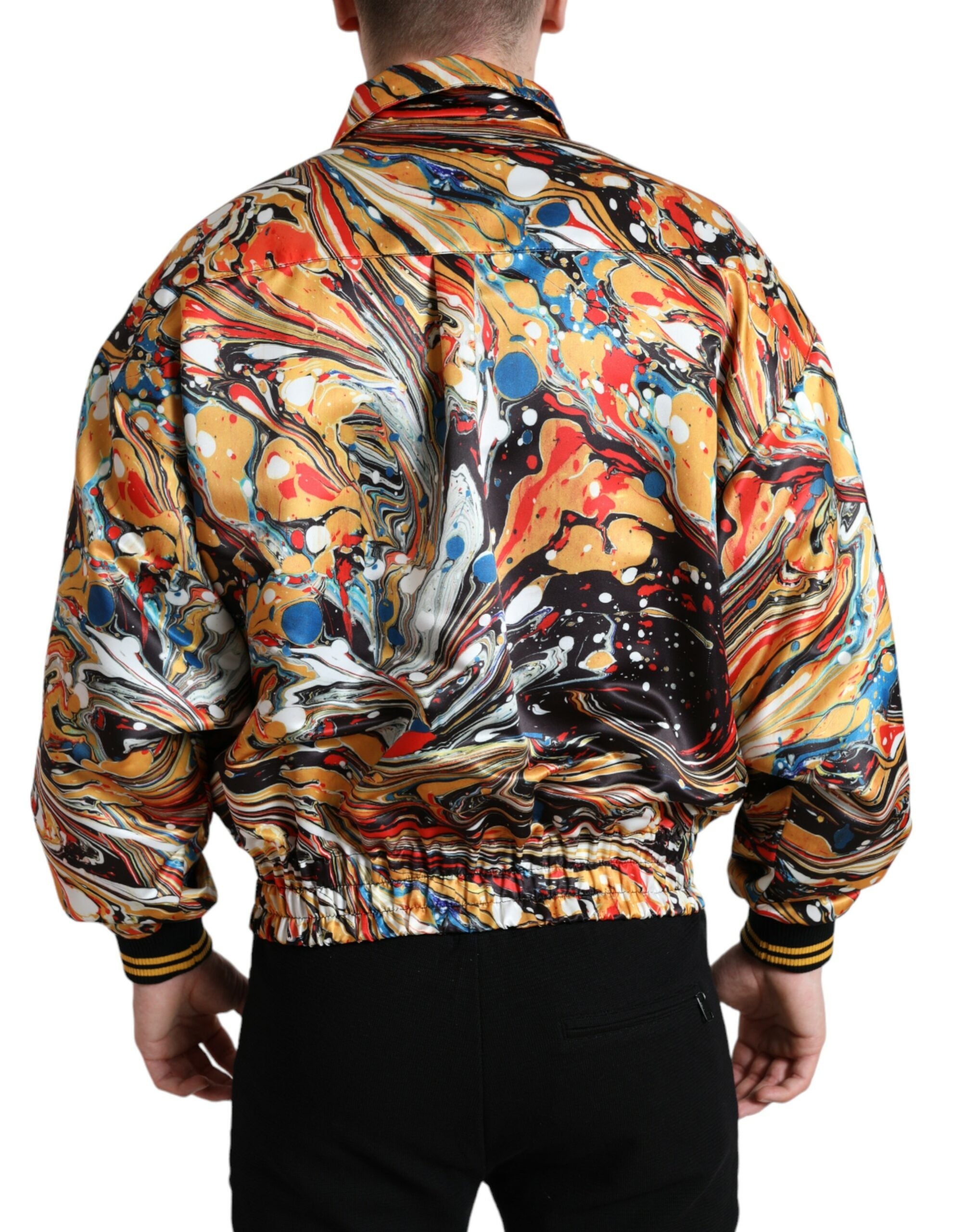 Dolce &amp; Gabbana Multicolor Abstract Polyester Bomber Jacket