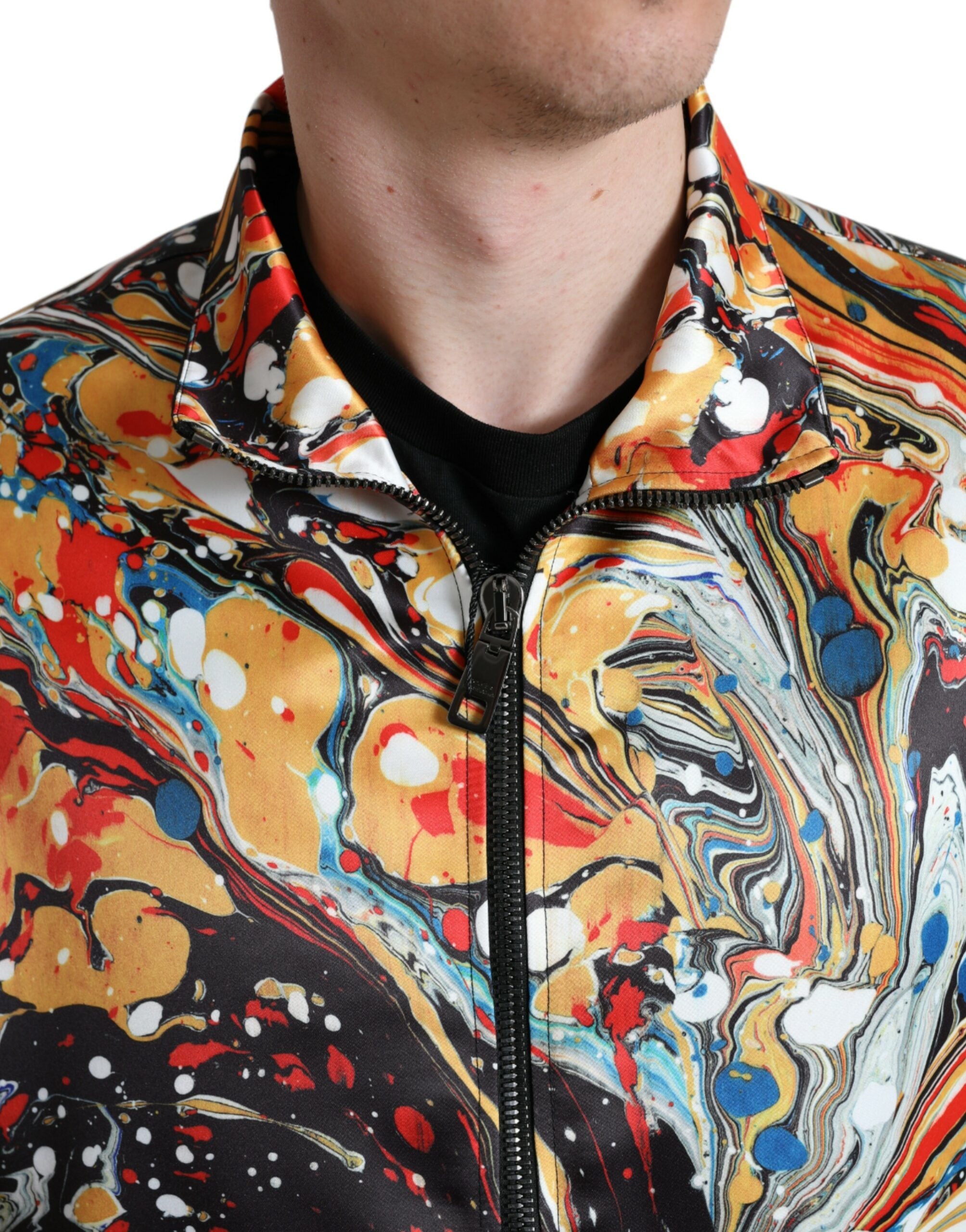 Dolce &amp; Gabbana Multicolor Abstract Polyester Bomber Jacket