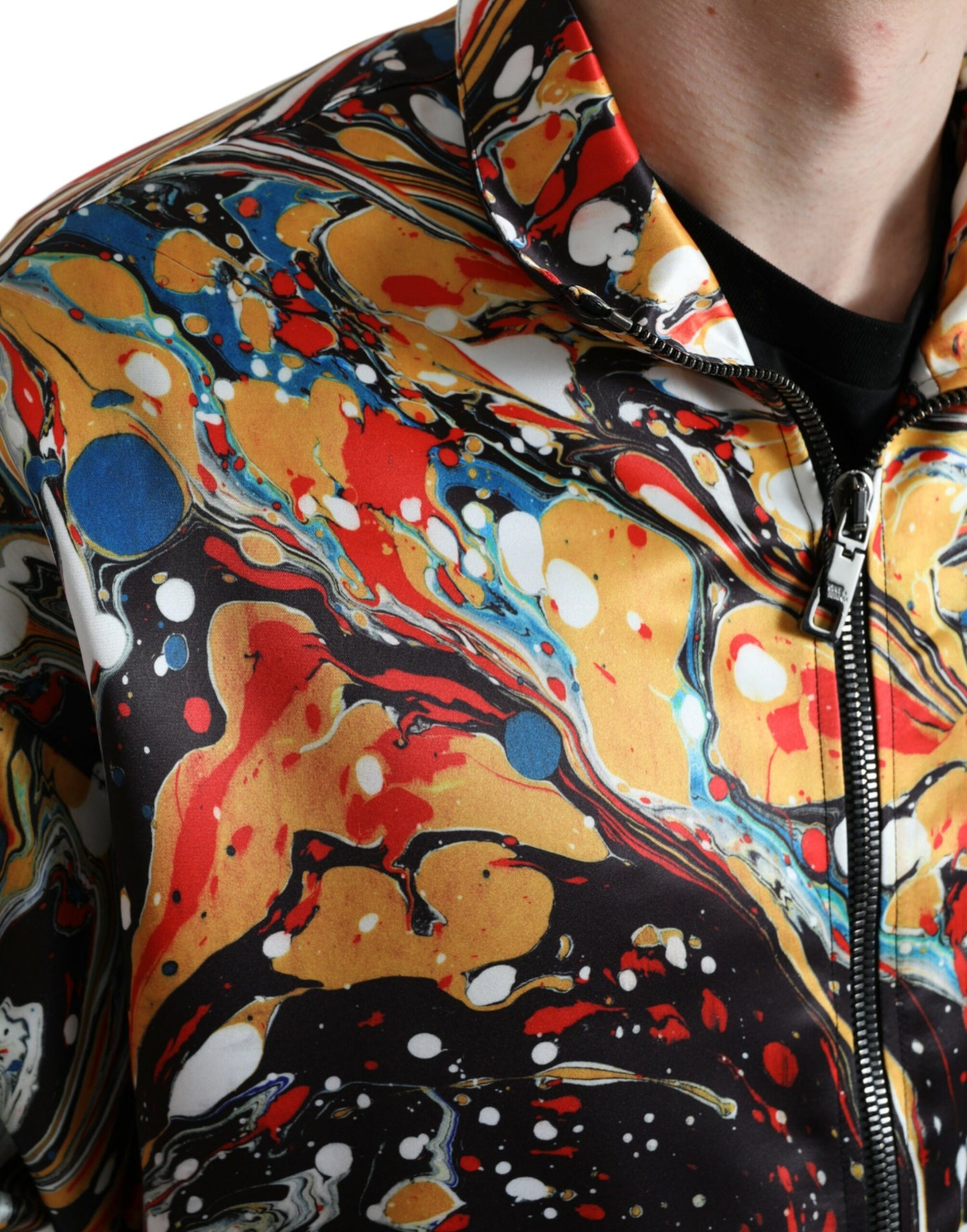 Dolce &amp; Gabbana Multicolor Abstract Polyester Bomber Jacket