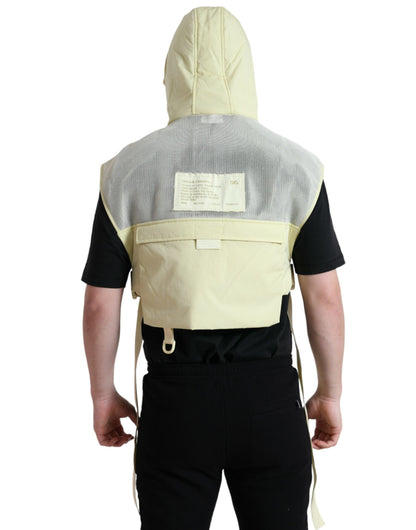 Dolce &amp; Gabbana Yellow Nylon Hooded Sportswear Vest Jacket
